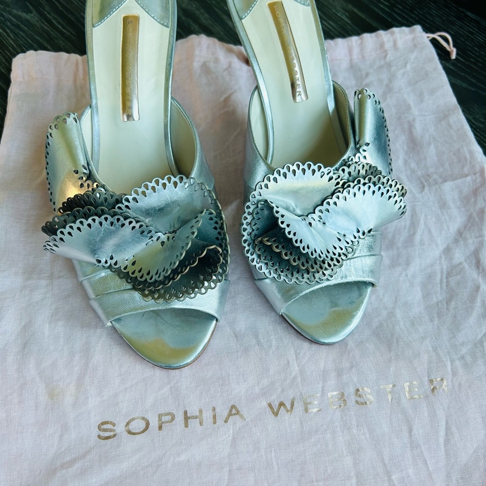 Sophia Webster Metallic Silver Heels